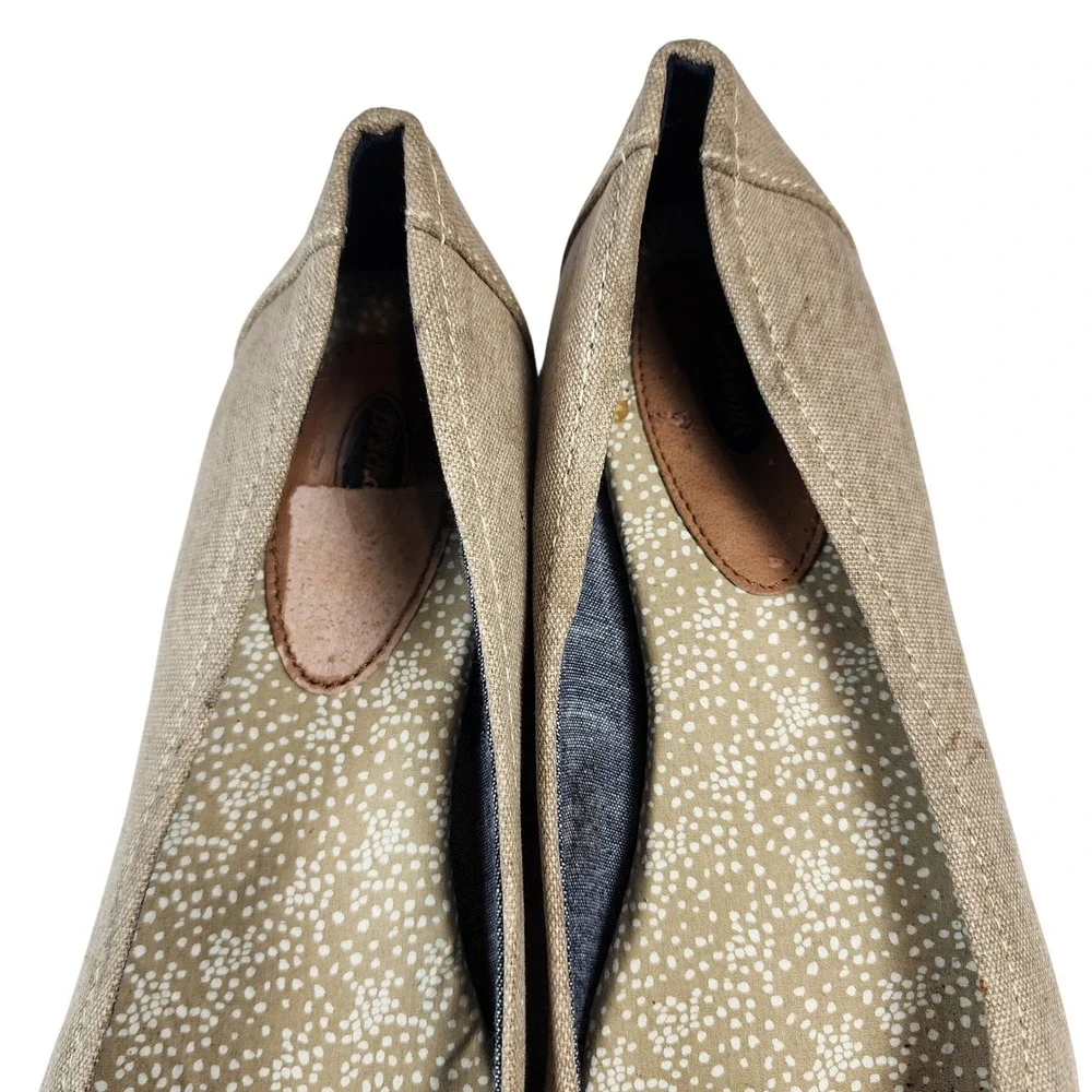 Dr Scholls Memory Fit Foam Ballet Flats Women;s 11 Beige Fabric Comfort Cute NEW